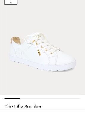 The Lilly Resort White Lace-Up Sneaker with Gold Accents Size 7